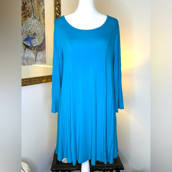 Larce Dresses & Skirts - NWOT Larce Long Sleeve Teal Shirt Dress XL